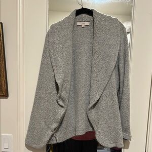 LOFT Gray Open-Front Cardigan with Shawl Collar